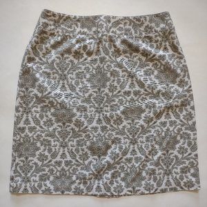 Talbots Green and White Floral Skirt Size 8P